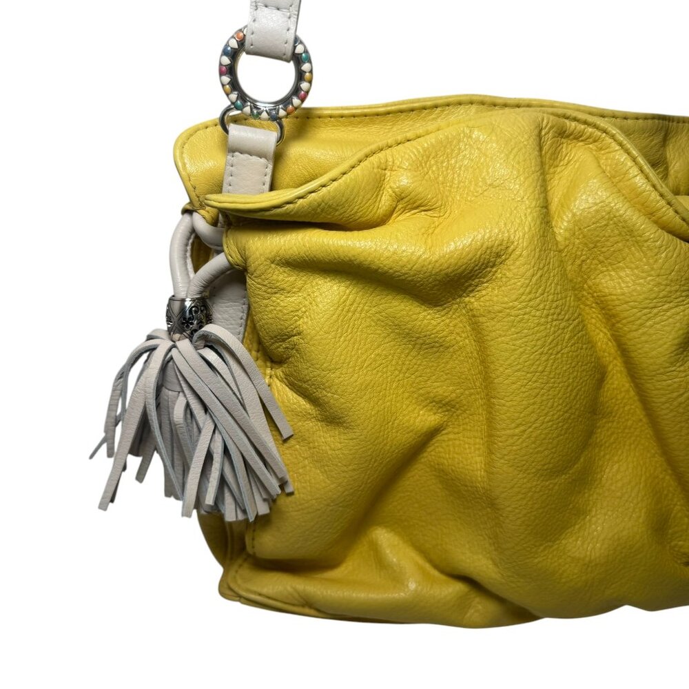 Brighton Etta Yellow Soft‎ Leather Tassel Cross Body Handbag $240 - Picture 2 of 12
